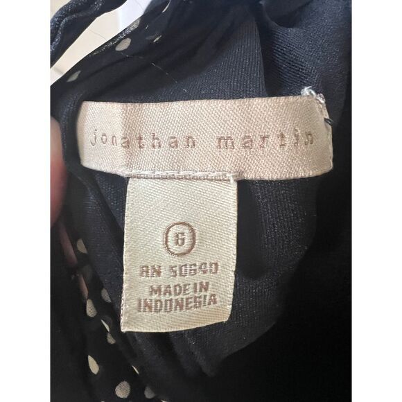 Jonathan Martin Dress Polka Dot Halter Ruffled Hem Summer Cocktail Party Black 6 - Picture 3 of 3